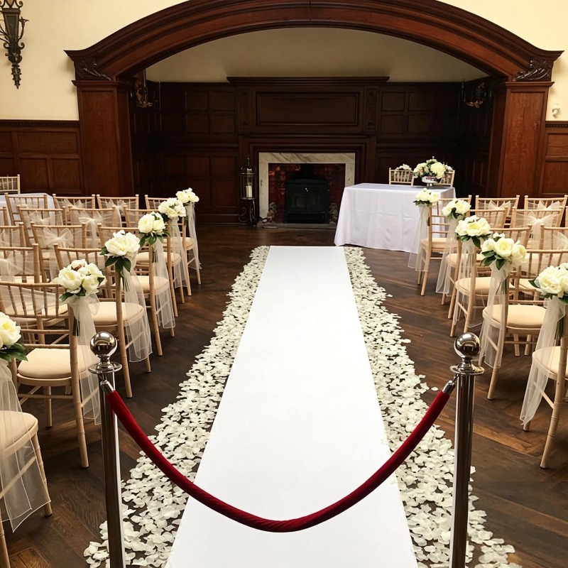 Aisle Runner White - سجادة ممر بيضاء، تستخدم لتزيين الدرجات