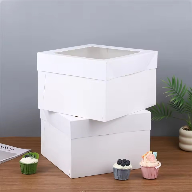 Wedding Supply Decor - صناديق كيك بيضاء للاستخدام مرة واحدة