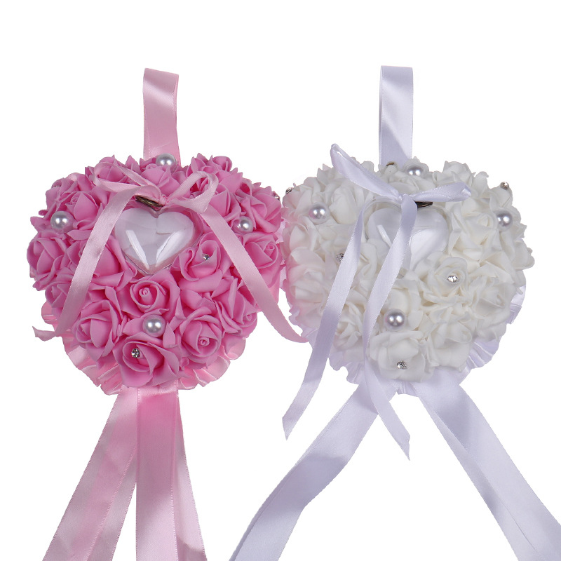 Ring Bearer Pillow - 1 قطعة على شكل قلب زهور