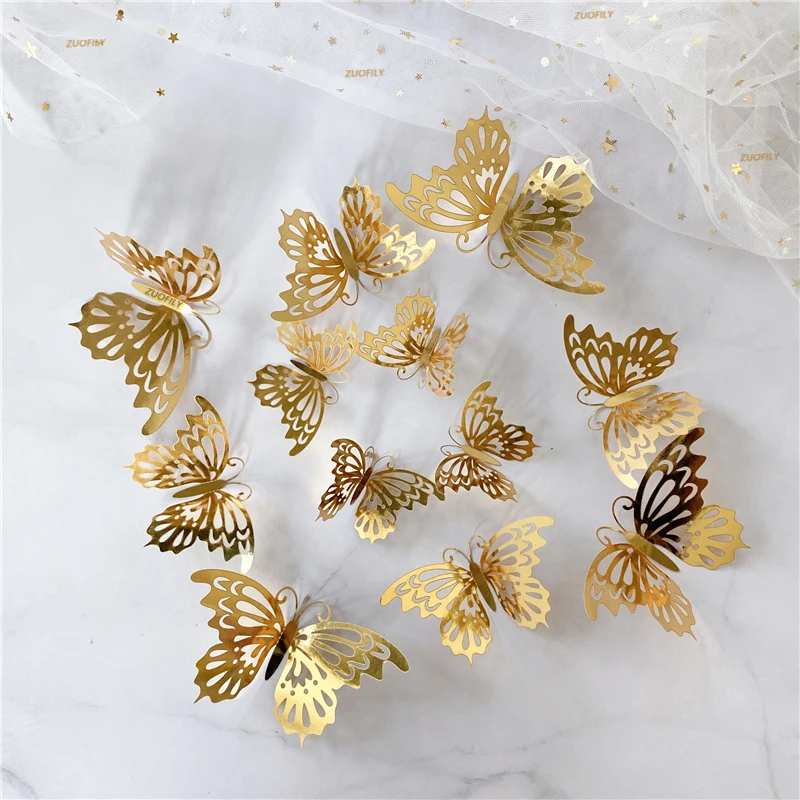 Wedding Package Gold - 12/36 قطعة ملصقات جدارية ثلاثية الأبعاد