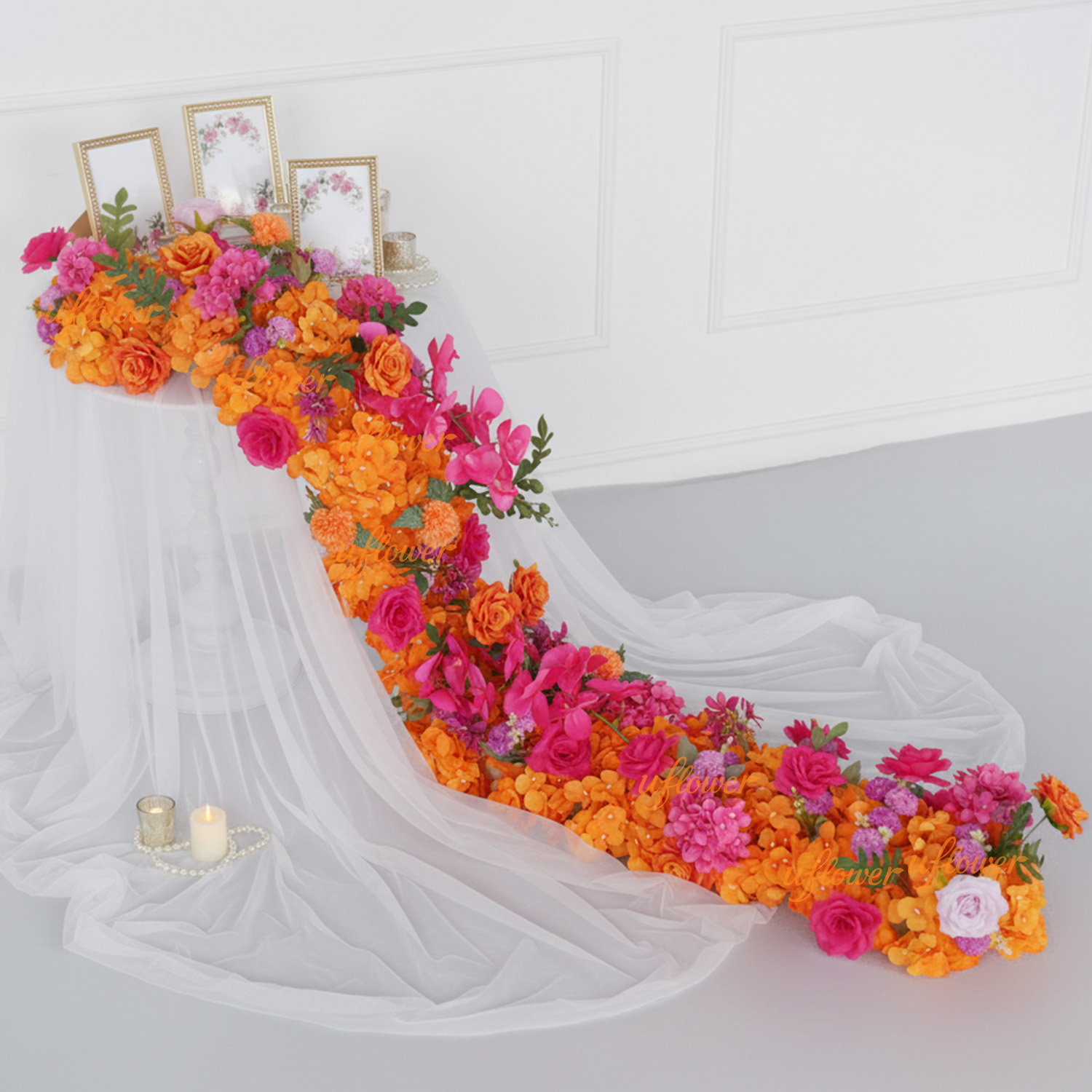 Aisle Runner White - زهور صناعية من الحرير لتزيين حفلات