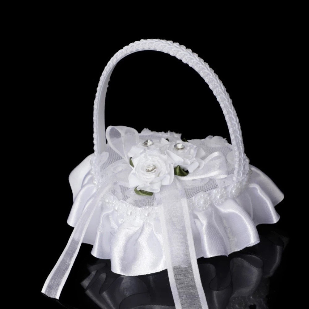 Ring Bearer Pillow - علبة خاتم بيضاء على شكل قلب