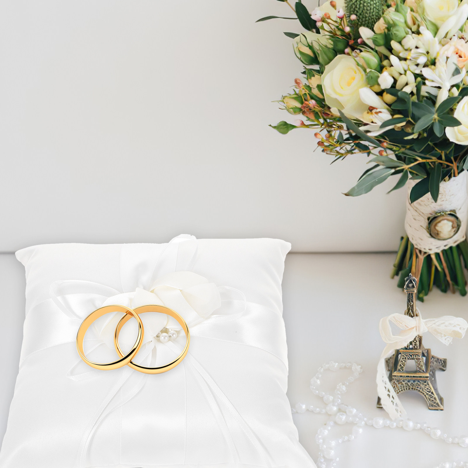 وسادة خواتم أنيقة بيضاء من الس - مراجعة Ring Bearer Pillow وسعره