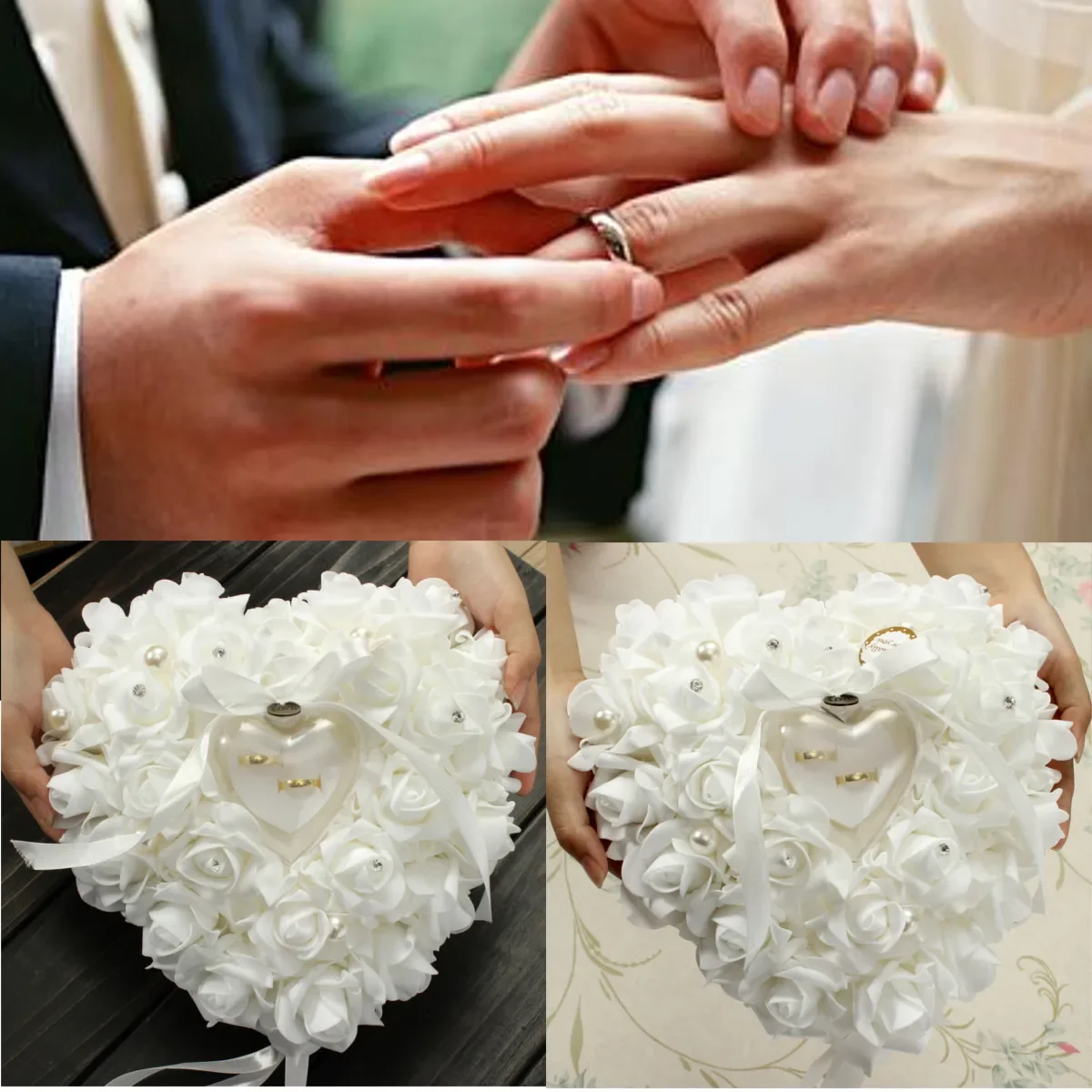 الأبيض حلقة حامل وسادة وسادة ح - مراجعة Ring Bearer Pillow وسعره