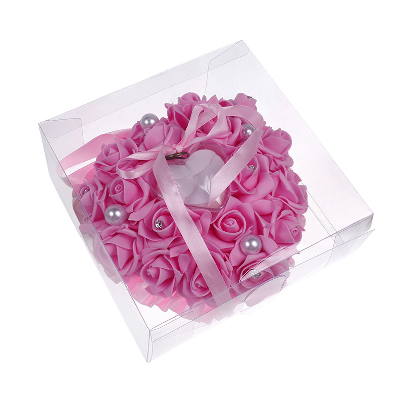 1 قطعة على شكل قلب زهور الورد  - مراجعة Ring Bearer Pillow وسعره